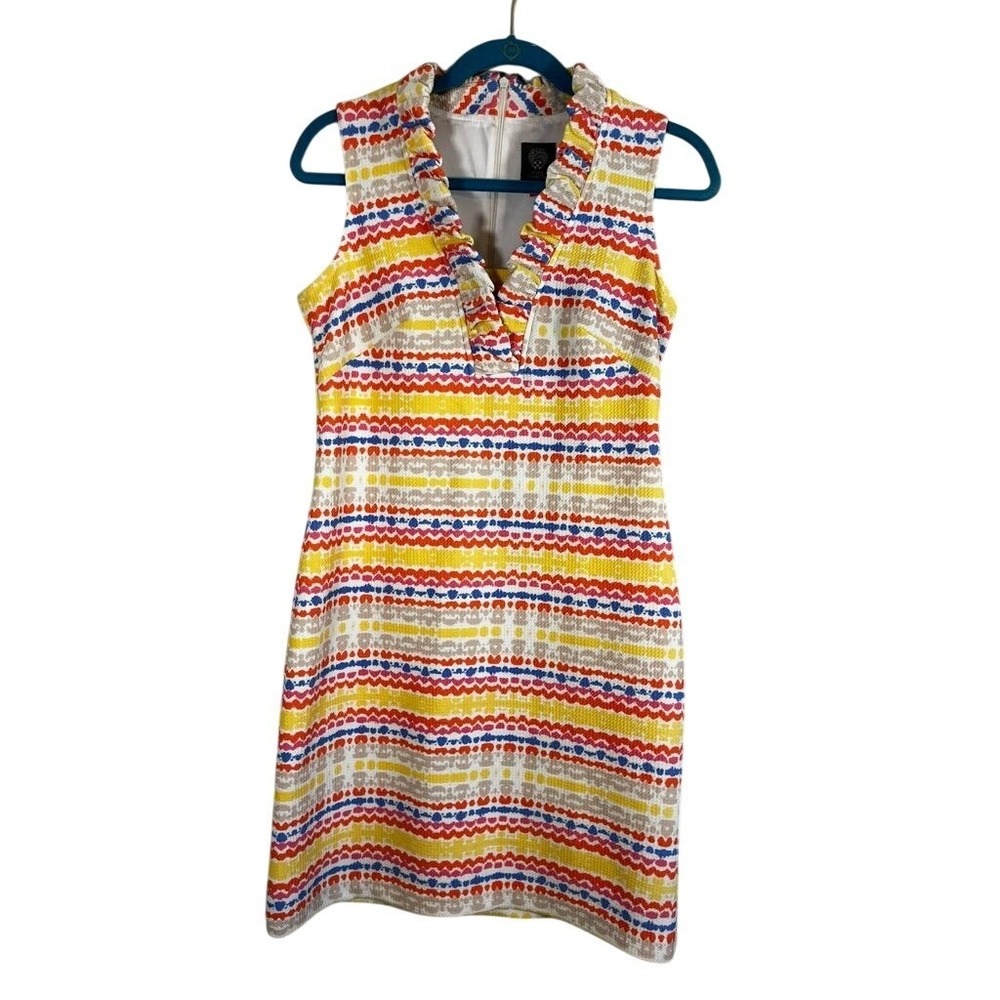 Preppy Ruffle Mini Tank Dress Red 4‎ Colorful Striped Chic Boho Classic Resort